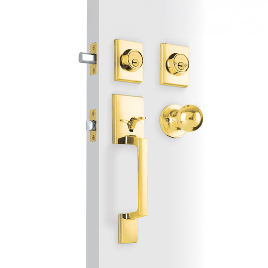 Jaladera y perilla Porto llave-llave, latón brillante, 45236