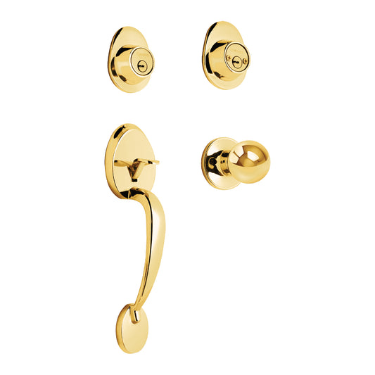 Jaladera, perilla y cerrojo llave-llave, latón brillante, 43020