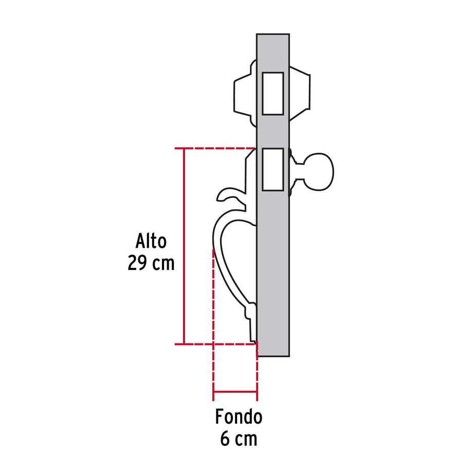 Jaladera, perilla y cerrojo llave-llave, latón brillante, 43020