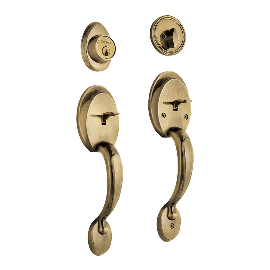 Doble jaladera, perilla y cerrojo mariposa, antiguo, Basic, 23677