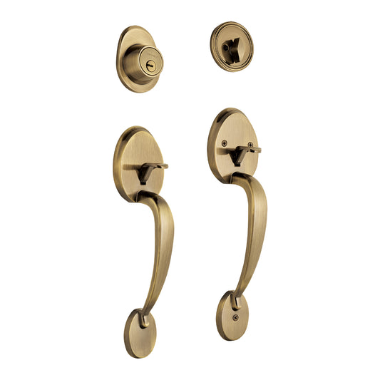 Doble jaladera, perilla y cerrojo llave-mariposa, antiguo, 43027