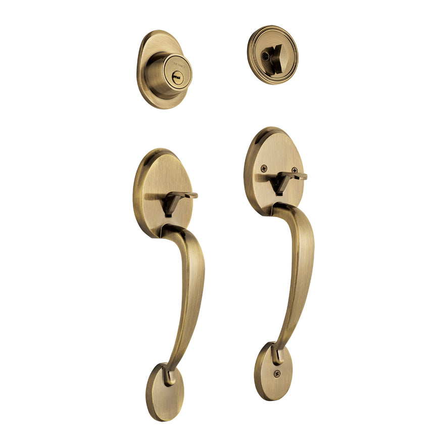 Doble jaladera, perilla y cerrojo llave-mariposa, antiguo, 43027