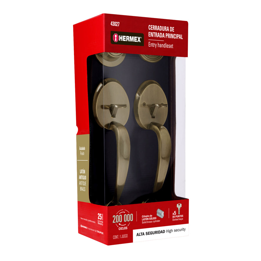 Doble jaladera, perilla y cerrojo llave-mariposa, antiguo, 43027