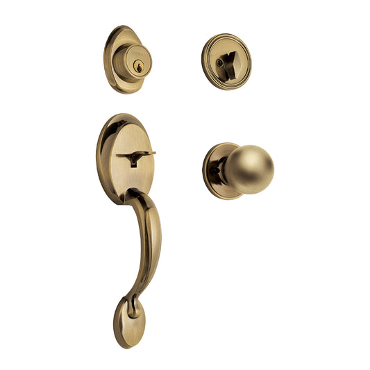 Jaladera, perilla y cerrojo mariposa, latón antiguo, Basic, 23673