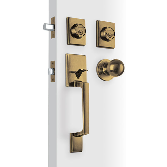 Jaladera y perilla Porto llave-llave, latón antiguo, 45295