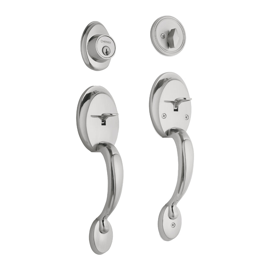 Doble jaladera, perilla y cerrojo mariposa, cromo mate,Basic, 23678