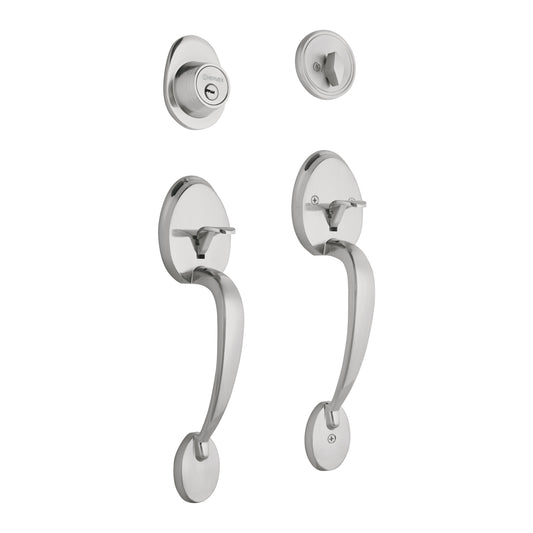 Doble jaladera, perilla y cerrojo llave-mariposa, cromo mate, 43028