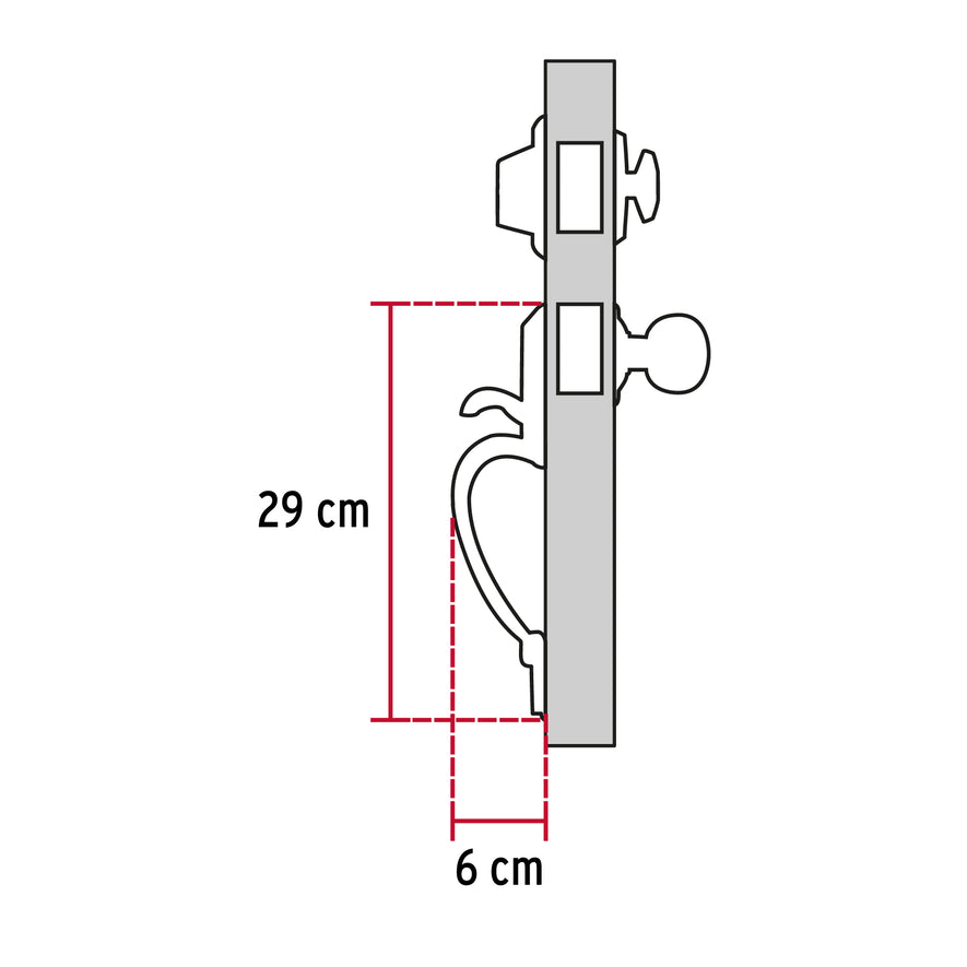 Doble jaladera, perilla y cerrojo llave-mariposa, cromo mate, 43028
