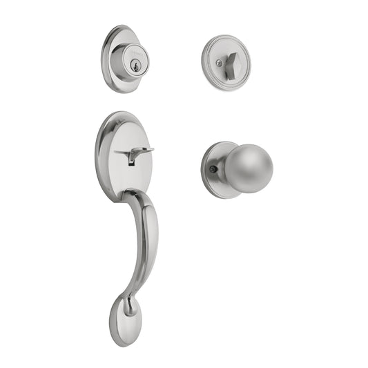 Jaladera, perilla y cerrojo mariposa, cromo mate, Basic, 23675