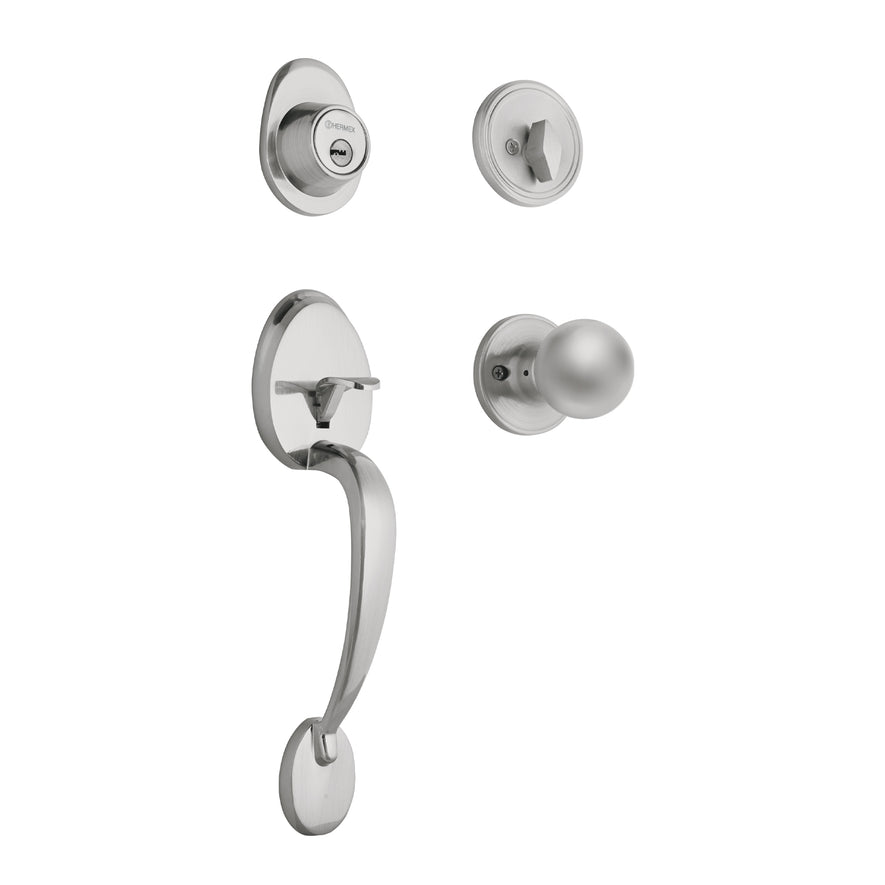 Jaladera, perilla y cerrojo llave-mariposa, cromo mate, 43025