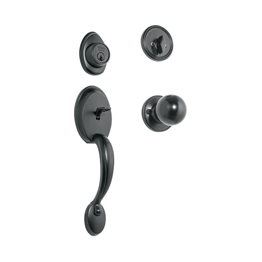 Jaladera, perilla y cerrojo llave-mariposa, negro, Basic, 27239