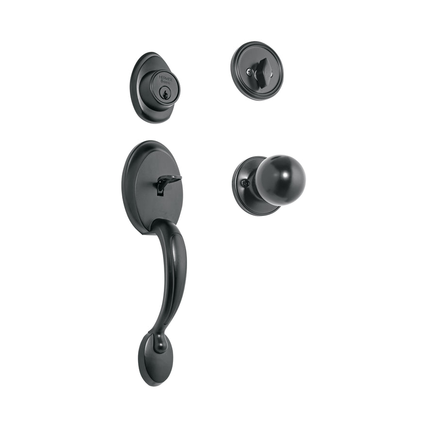 Jaladera, perilla y cerrojo llave-mariposa, negro, Basic, 27239