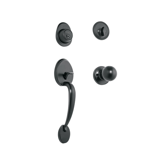 Jaladera, perilla y cerrojo llave-mariposa, negro, 48437