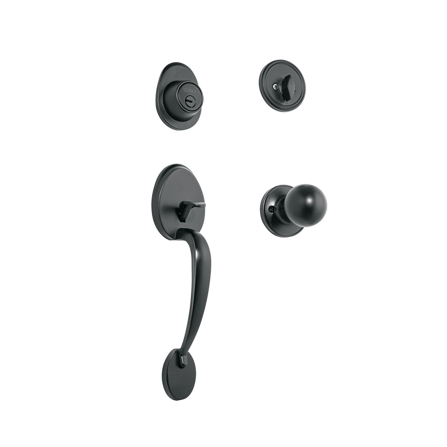 Jaladera, perilla y cerrojo llave-mariposa, negro, 48437