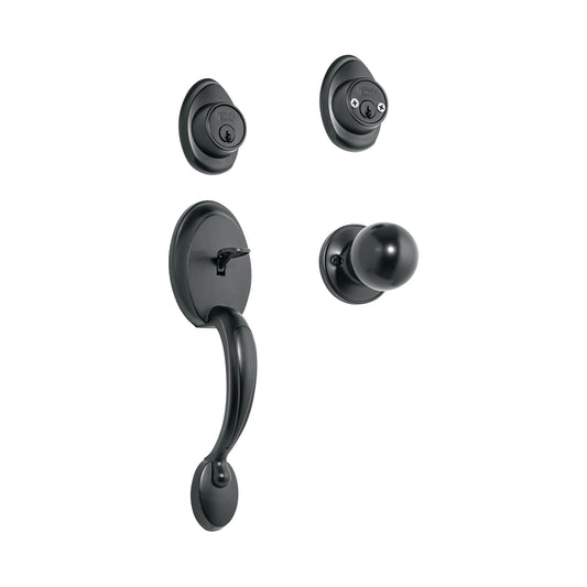 Jaladera, perilla y cerrojo llave-llave, negro, Basic, 27238