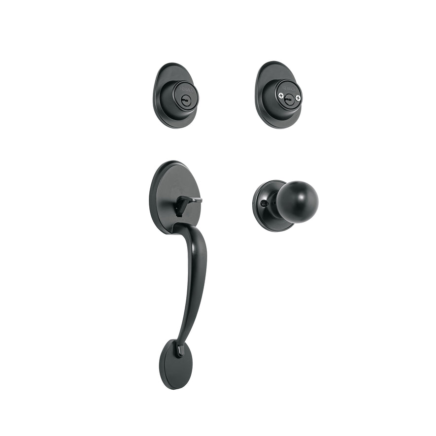 Jaladera, perilla y cerrojo llave-llave, negro, 48436