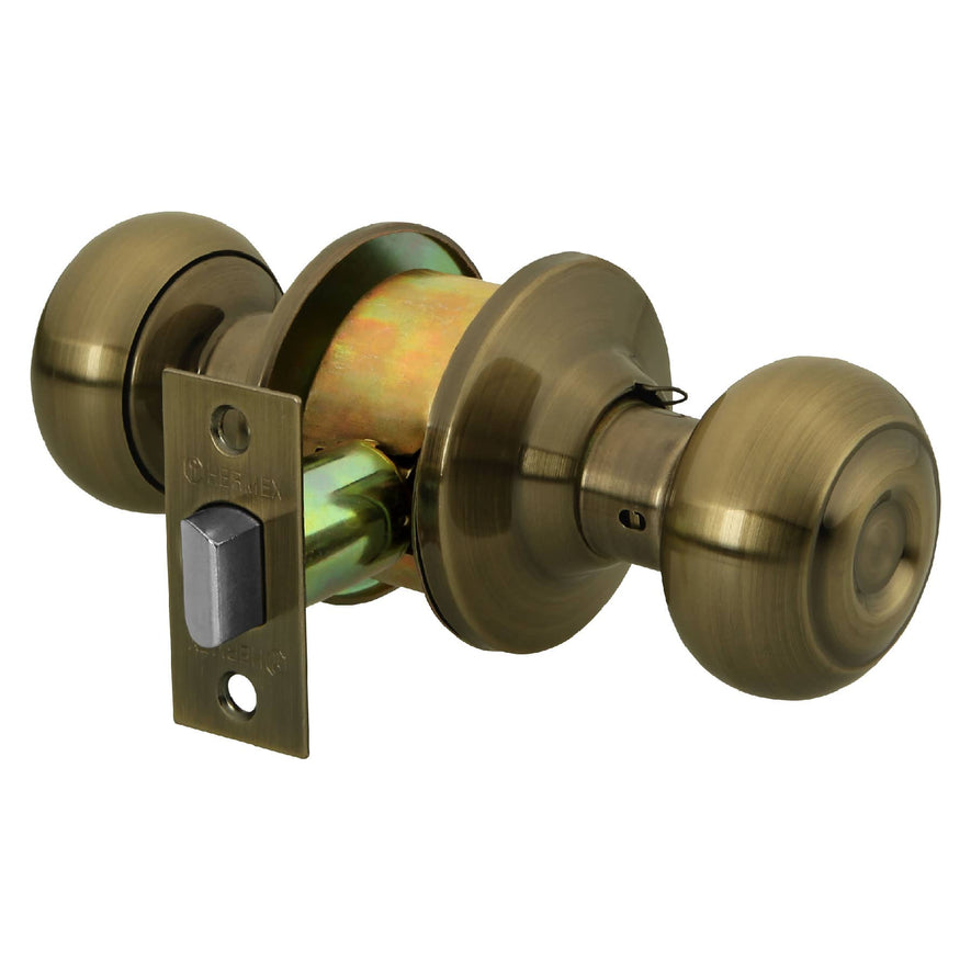 Cerradura tipo oval para entrada, latón antiguo, Hermex Caja con 3, 43454