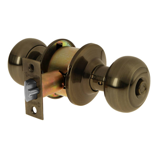 Cerradura tipo oval para recámara, latón antiguo, Hermex Caja con 3, 43455