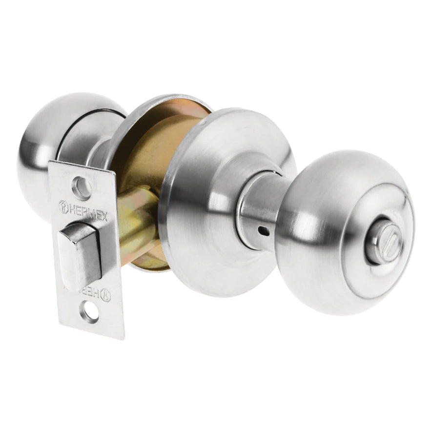 Cerradura tipo oval para baño, cromo mate, Hermex Caja con 3, 43450