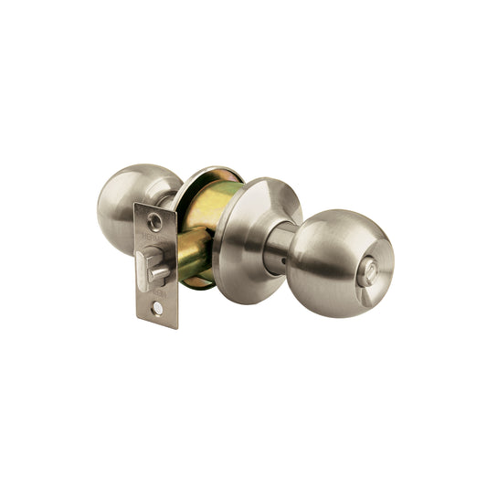 Cerradura tipo esfera para recámara, níquel satín, HERMEX Caja con 3, 44064
