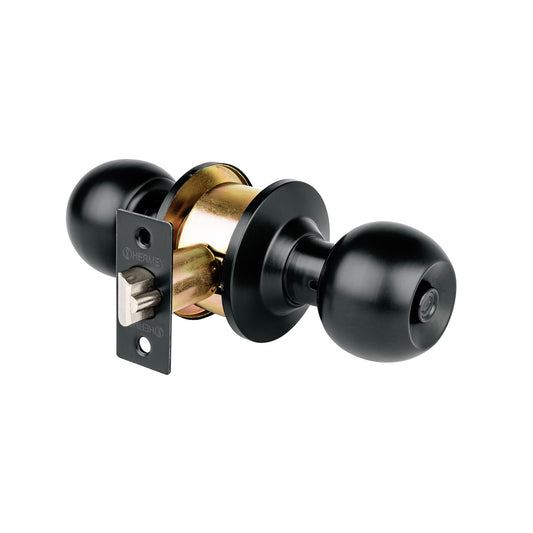Cerradura pomo, negro, esfera, recámara, Hermex Caja con 3, 47910