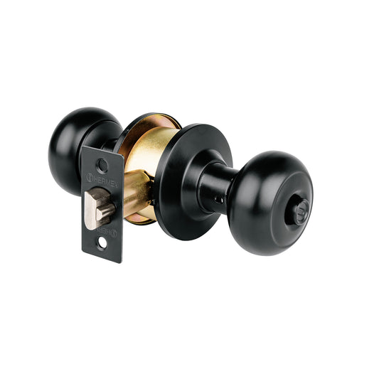 Cerradura pomo, negro, oval, recámara, Hermex Caja con 3, 47913