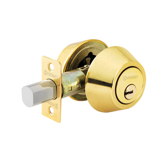 Cerrojo llave-llave latón brillante, llave de puntos, Hermex Caja con 3, 43592