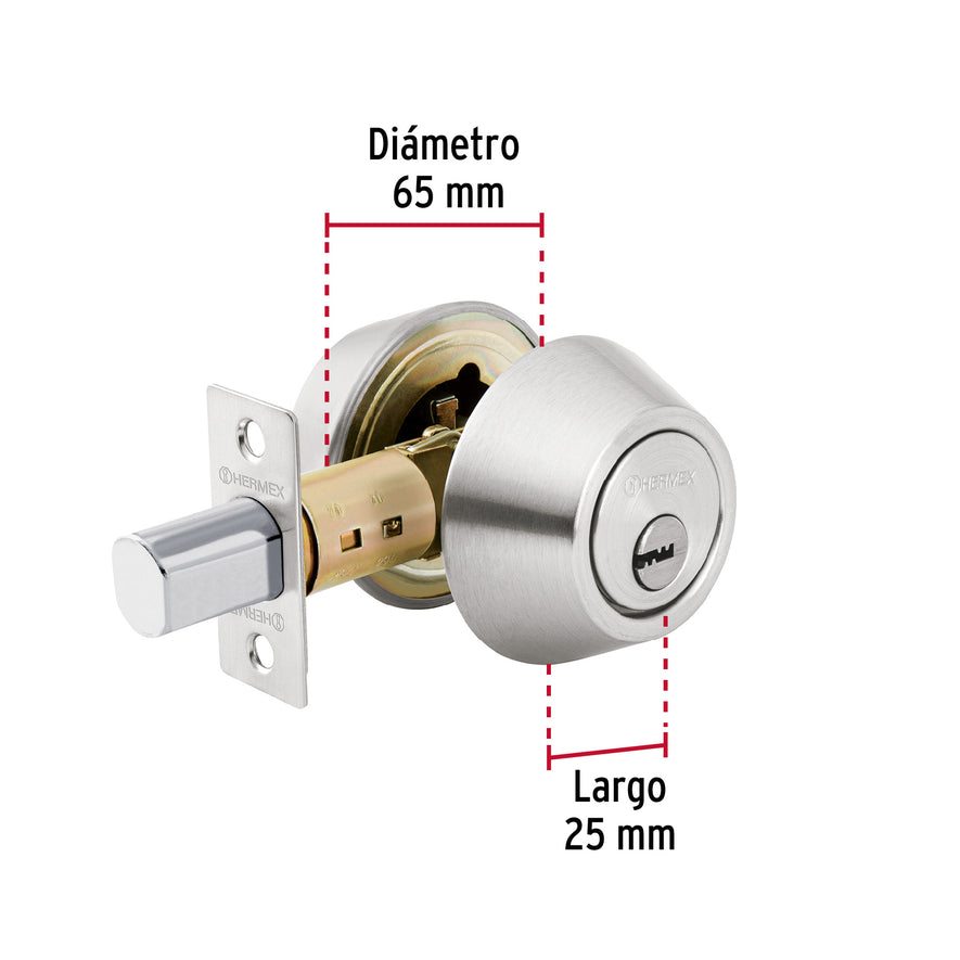 Cerrojo llave-llave cromo mate, llave de puntos, Hermex Caja con 3, 43602