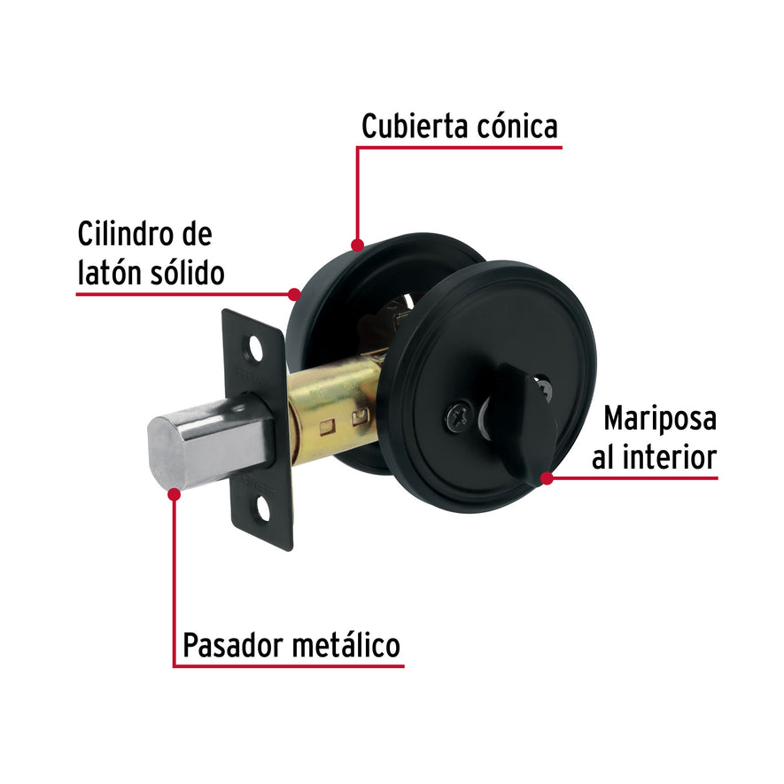 Cerrojo llave-mariposa negro, llave de puntos, Hermex Caja con 3, 49224