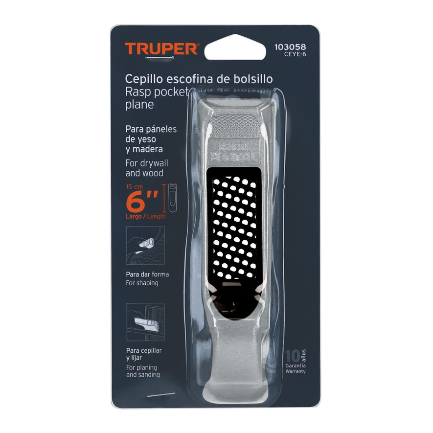 Cepillo escofina para muros de yeso, 6', Truper Caja con 4, 103058