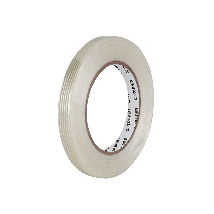 Cinta flejadora con filamentos 12mm x 50 m, transparente Caja con 6, 103027