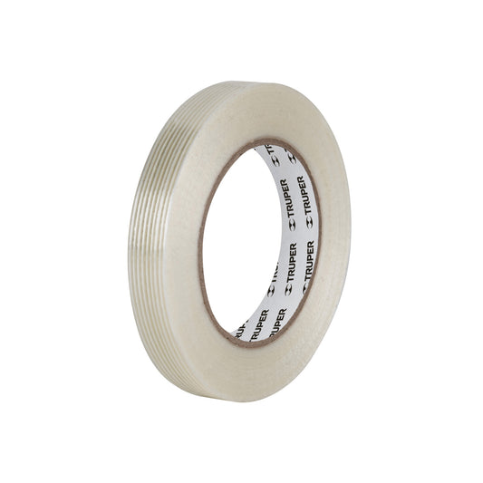 Cinta flejadora con filamentos 18mm x 50 m, transparente Caja con 6, 103028