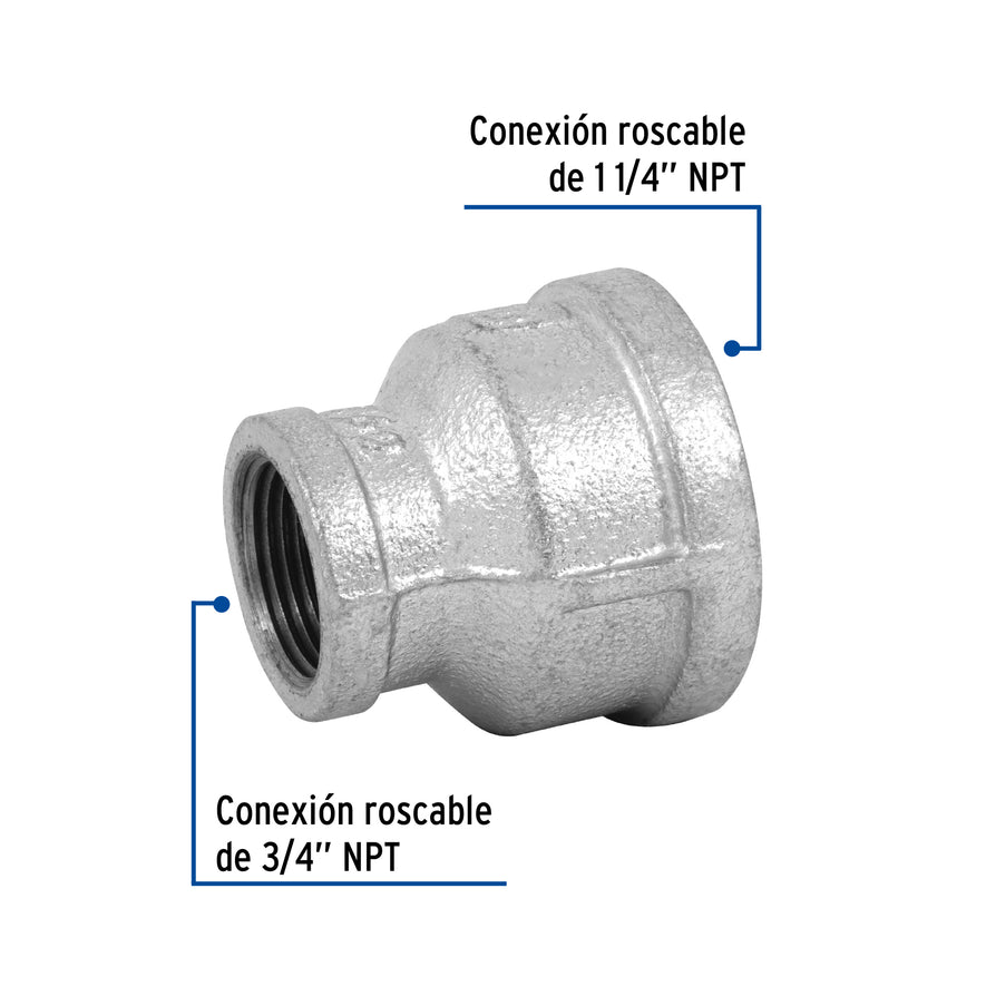Reducción campana acero galvanizado 1-1/4' x 3/4', Foset Caja con 4, 48762
