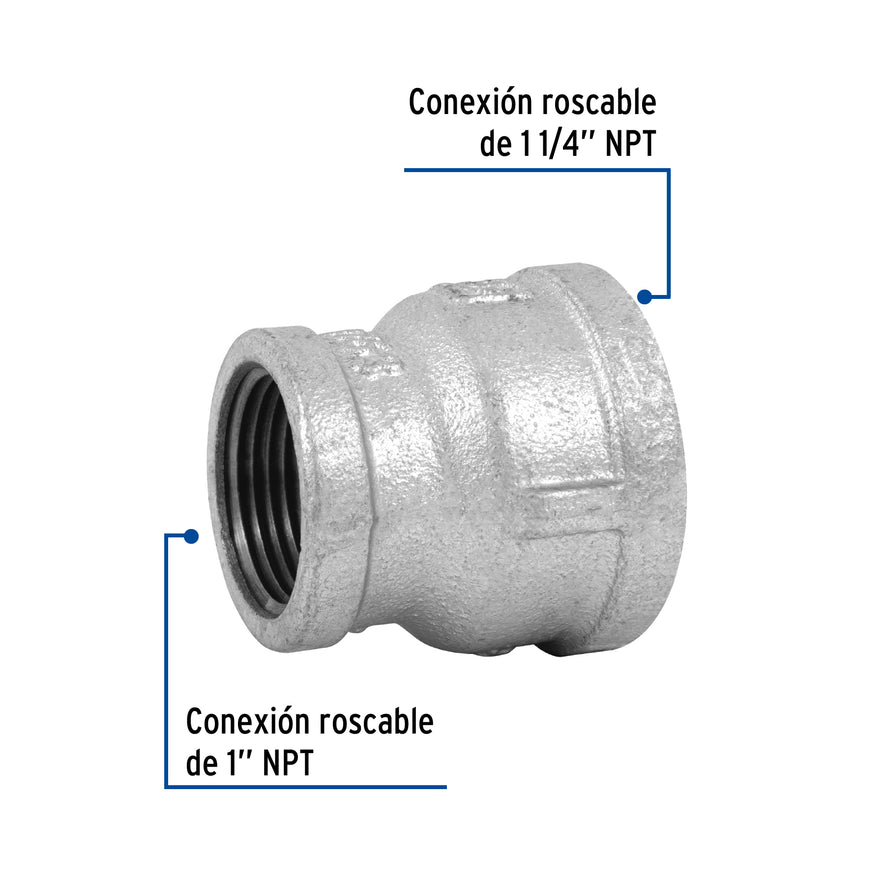Reducción campana acero galvanizado 1-1/4' x 1', Foset Caja con 4, 48763