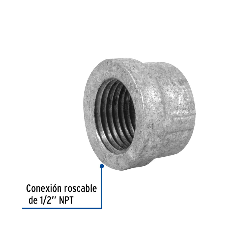 Tapón hembra 1/2' de acero galvanizado, Foset Caja con 10, 47491