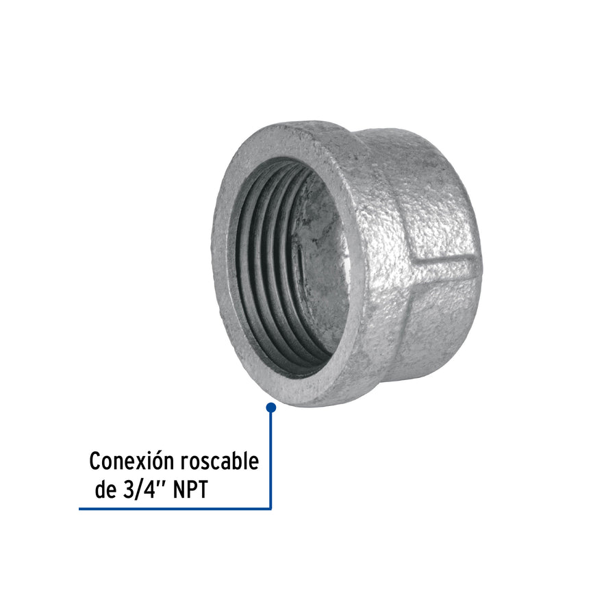 Tapón hembra 3/4' de acero galvanizado, Foset Caja con 10, 47492