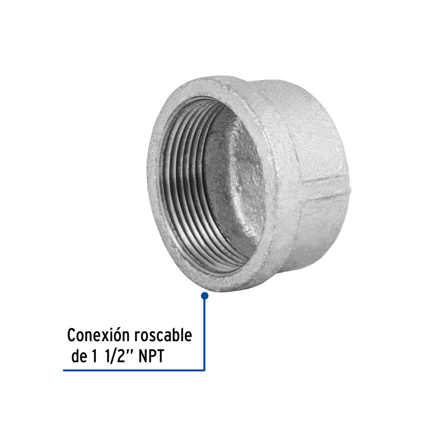 Tapón hembra 1-1/2' de acero galvanizado, Foset Caja con 4, 48787