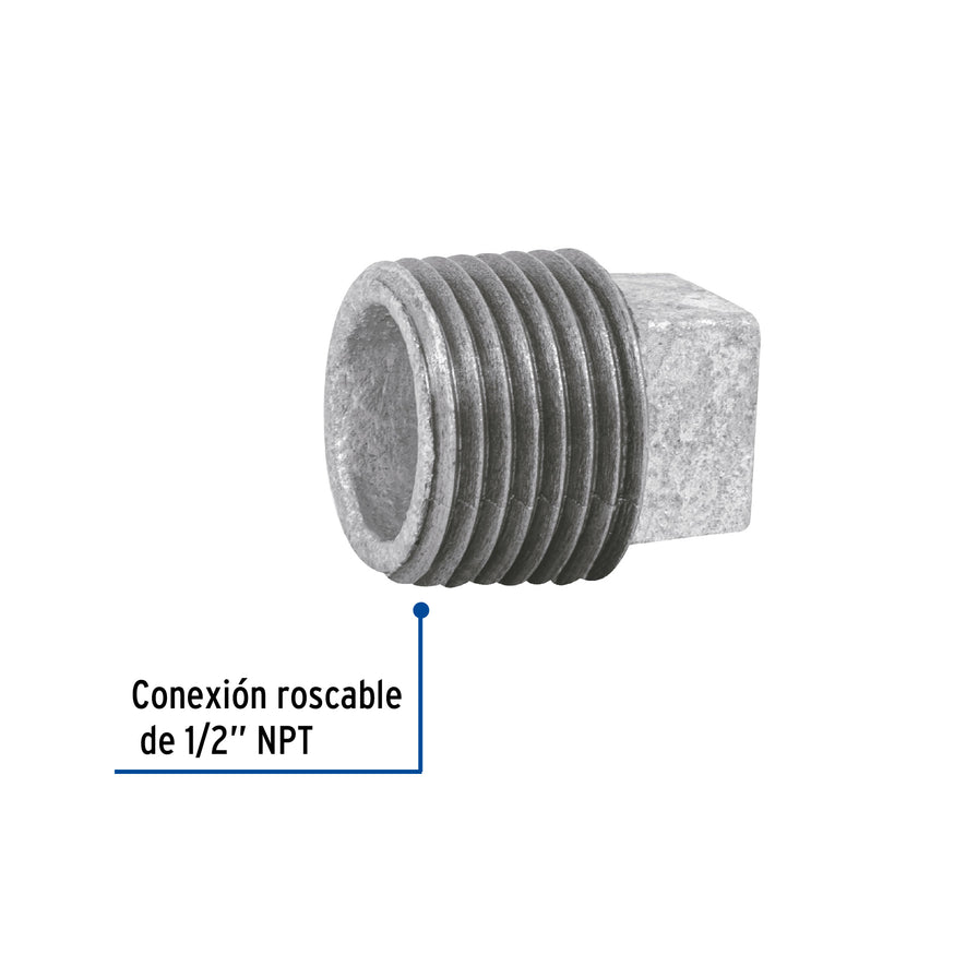 Tapón macho 1/2' de acero galvanizado, Foset Caja con 10, 47494