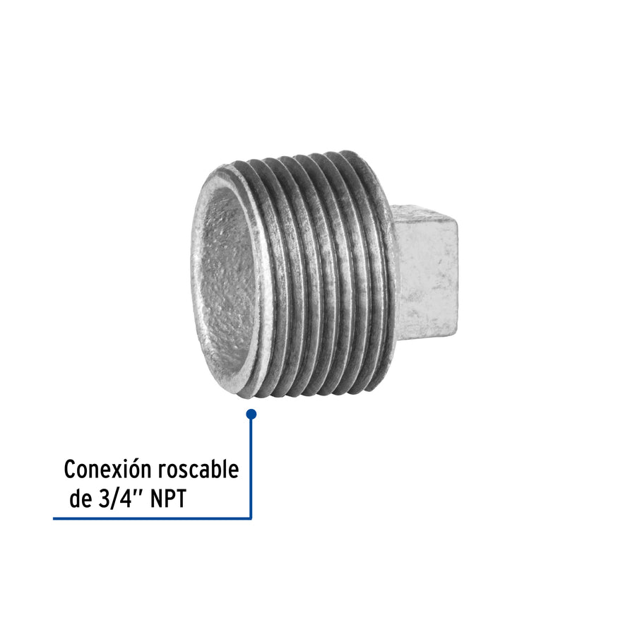 Tapón macho 3/4' de acero galvanizado, Foset Caja con 10, 47495