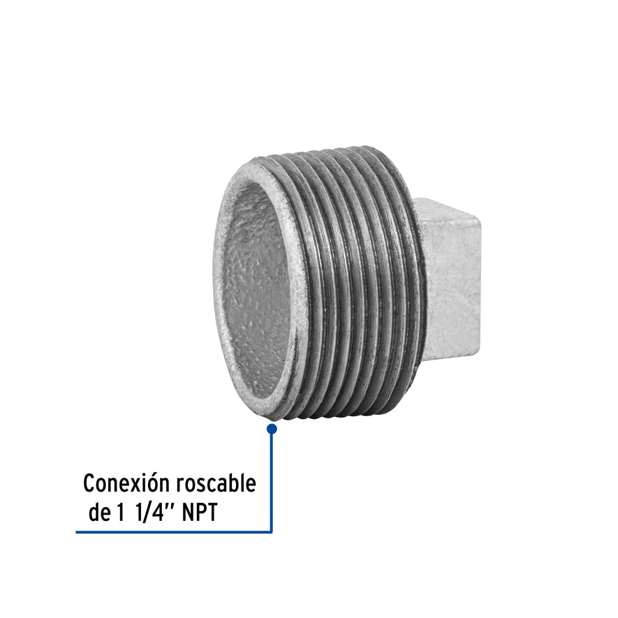 Tapón macho 1-1/4' de acero galvanizado, Foset Caja con 4, 48783