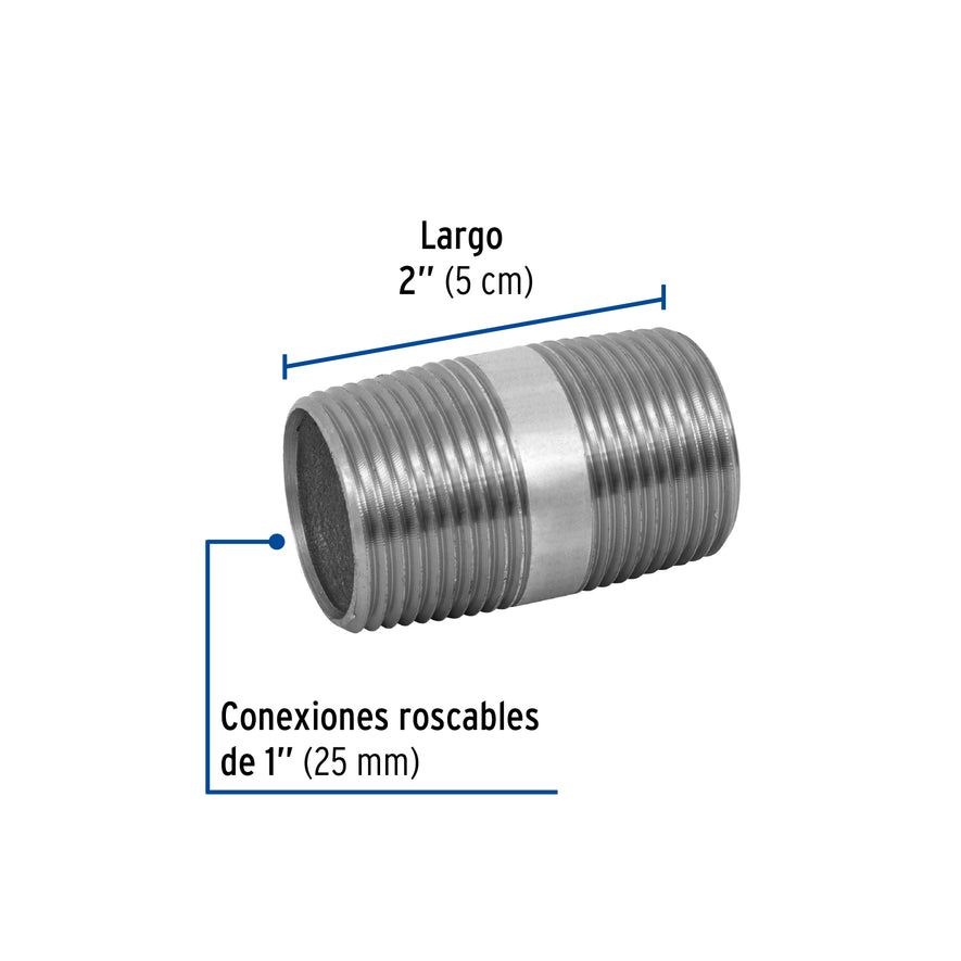 Niple de acero galvanizado 1' x 2', Foset Caja con 5, 47531