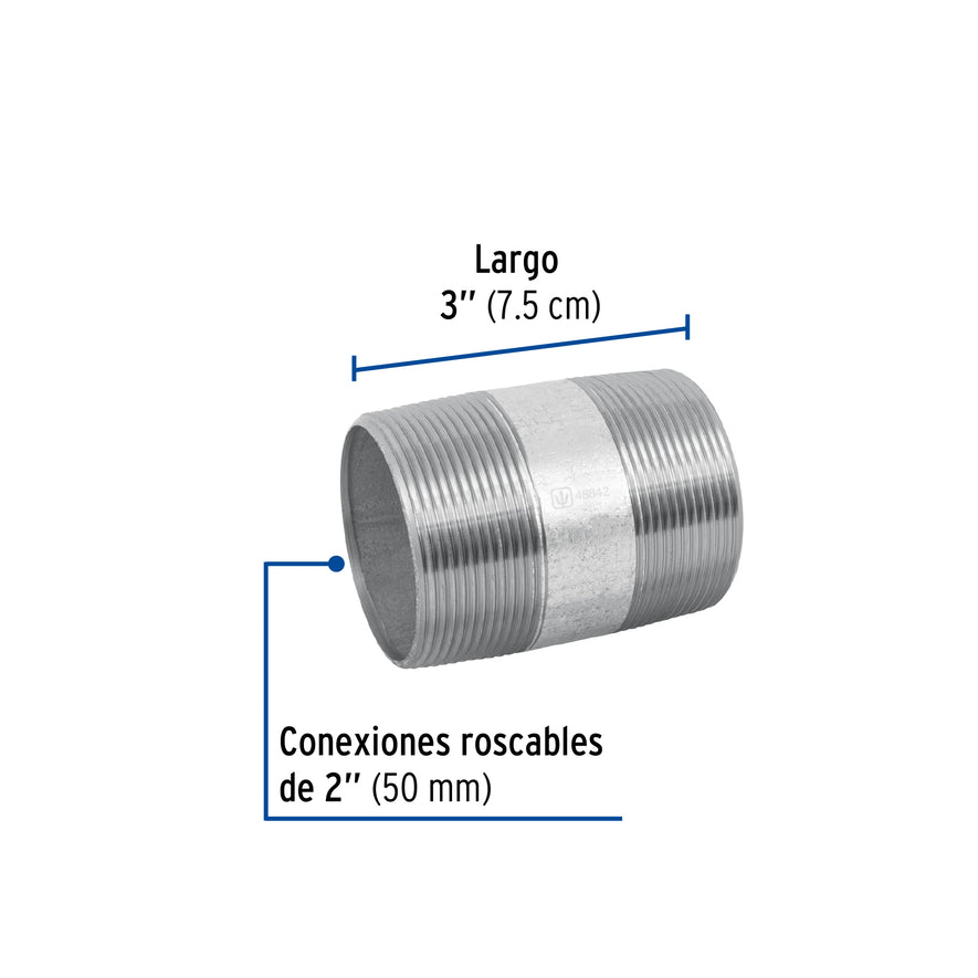 Niple de acero galvanizado 2 x 3', Foset Caja con 4, 48842
