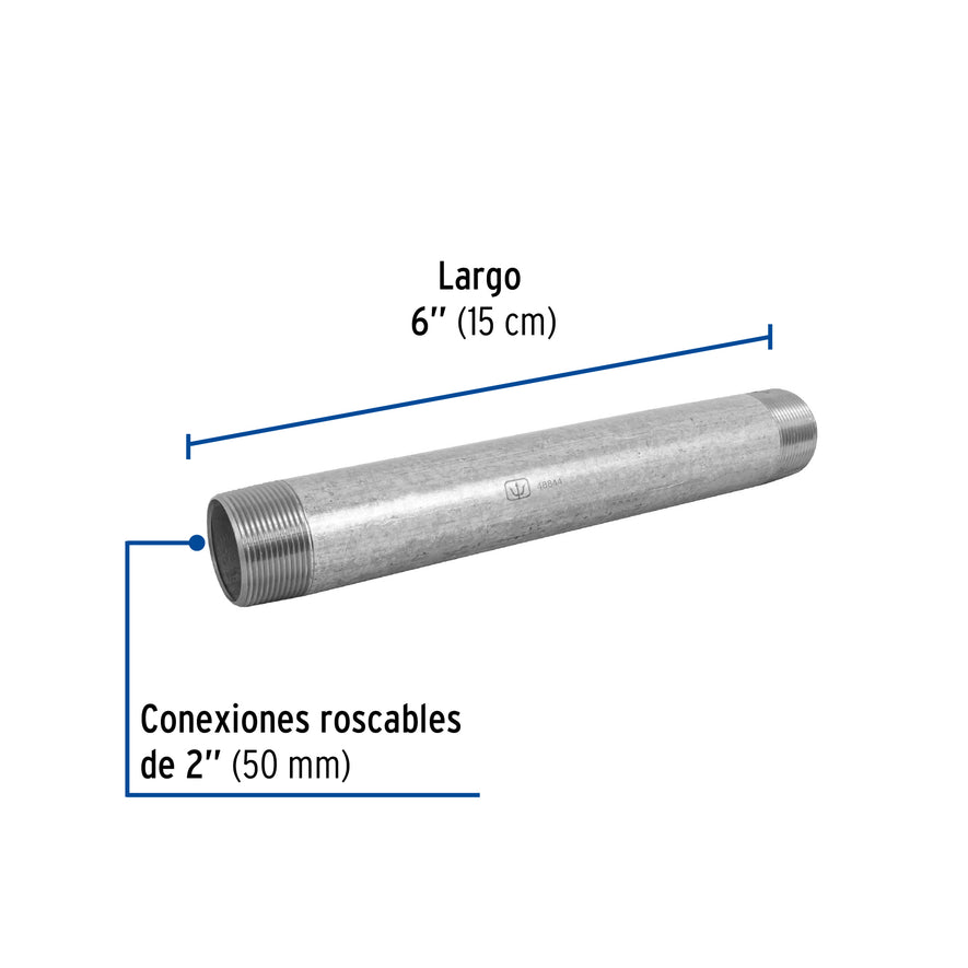 Niple de acero galvanizado 2 x 6', Foset Caja con 4, 48844