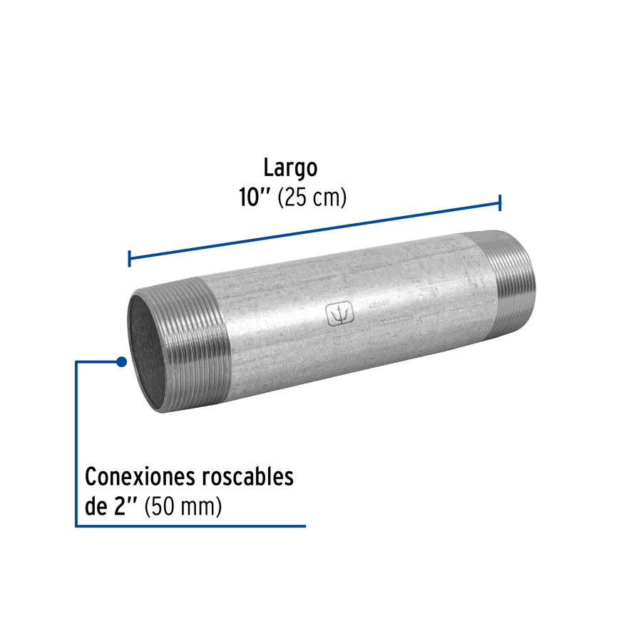 Niple de acero galvanizado 2 x 10', Foset Caja con 4, 48846