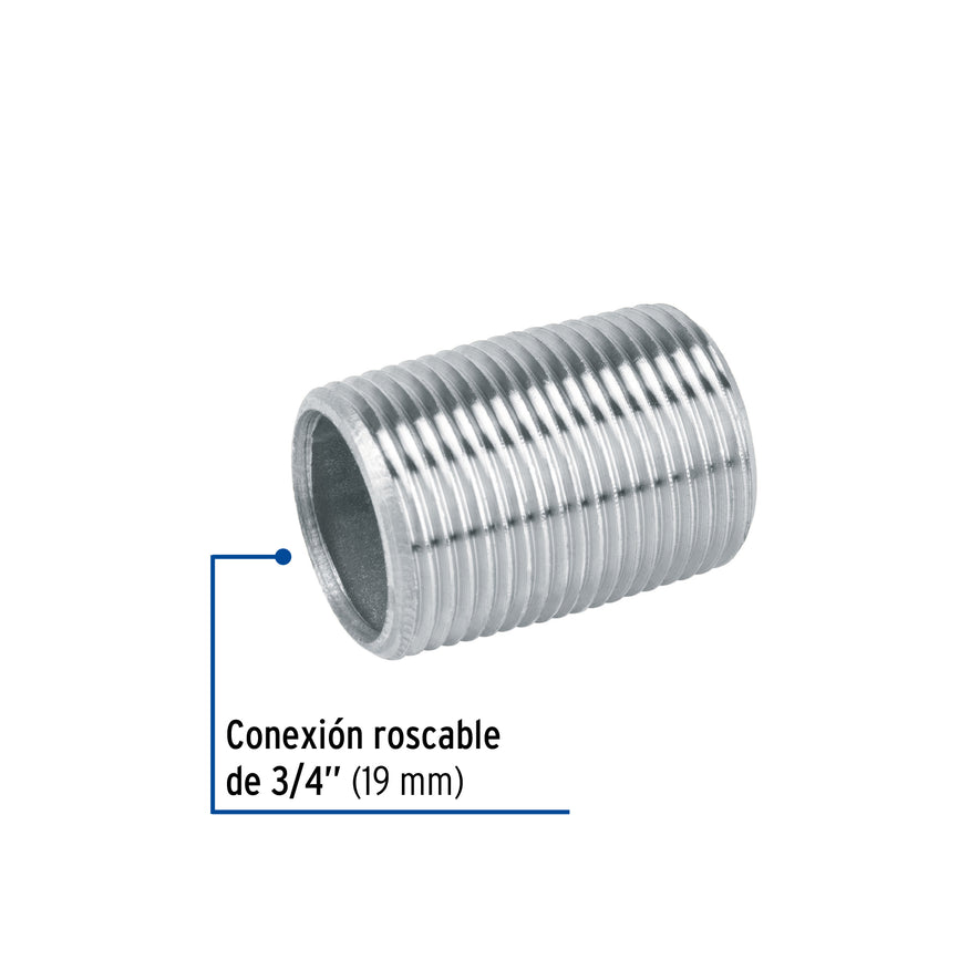Niple de acero galvanizado 3/4' cuerda corrida, Foset Caja con 10, 47537