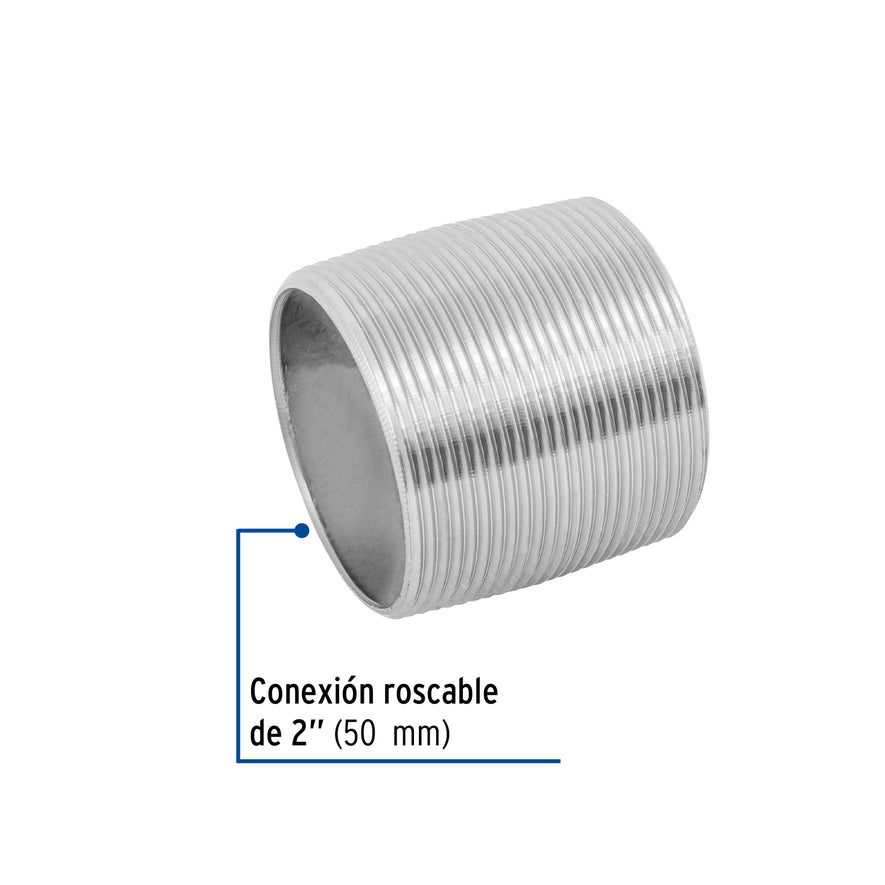 Niple de acero galvanizado 2' cuerda corrida, Foset Caja con 4, 48791