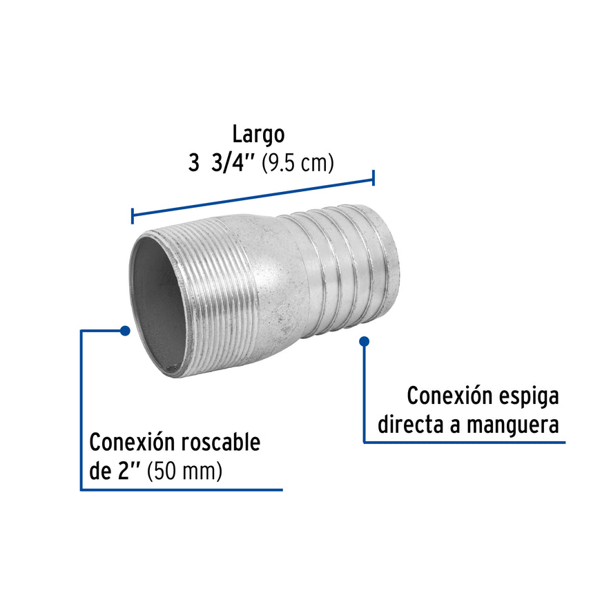 Niple de acero galvanizado 2' tipo botella, Foset Caja con 4, 48180