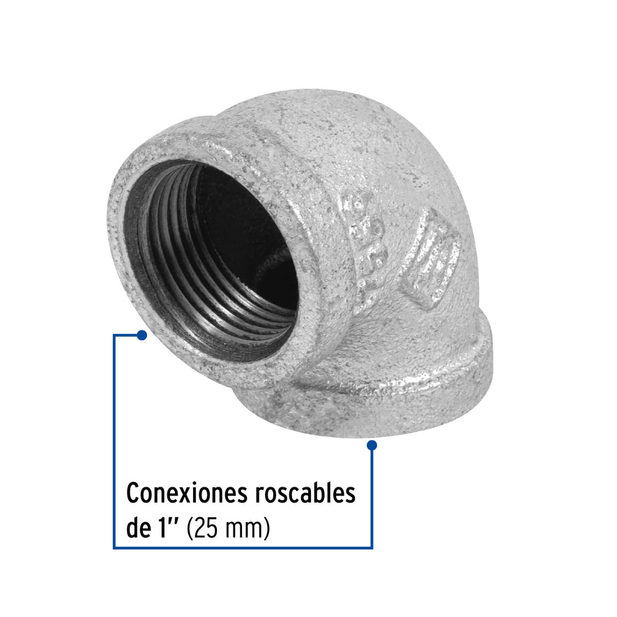 Codo 90° acero galvanizado de 1', Foset Caja con 5, 47559