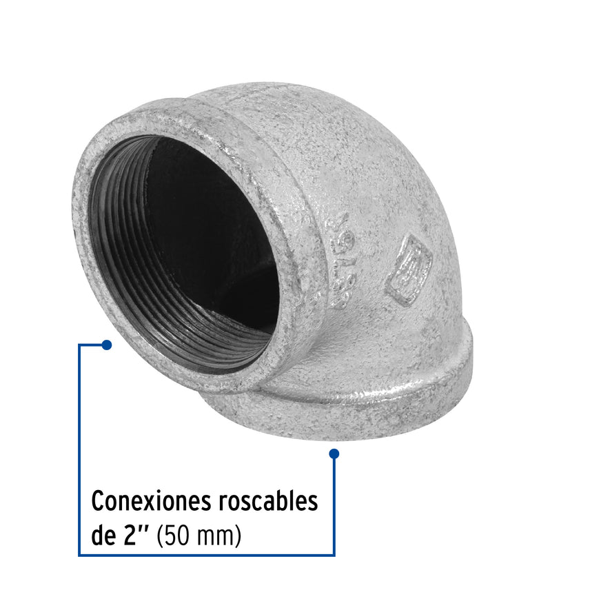 Codo 90° acero galvanizado de 2', Foset Caja con 4, 48751