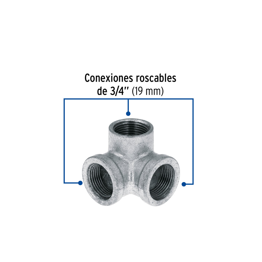 Codo rincón acero galvanizado de 3/4', Foset Caja con 5, 48741